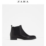 ZARA 男鞋 黑色真皮切尔西短靴 15605102040