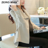 Zeromax韩版女士麂皮绒短外套女 短款修身西装领淑女显瘦上衣潮