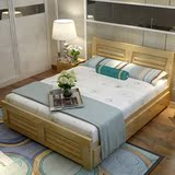 木双人床1.5 1.8米储物抽屉大床松木成人床单人床1.2米木床包邮实