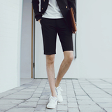 夏季男士简约纯色发型师短裤酒吧潮男西装裤工作服韩版修身五分裤