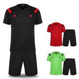 2015新款足球裁判服套装男女短袖纯色专业比赛足球裁判球衣装备