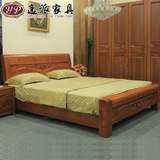 全实木床1.8米双人床榆木床1.5米高箱储物床现代中式卧室家具特价