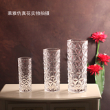 直筒水晶花瓶　两款花形　现代简区玻璃摆设水培富贵竹 批发特价