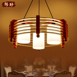 客厅吊灯现代中式餐厅吊灯三头饭厅吊灯美式木艺吊灯圆形餐桌吊灯