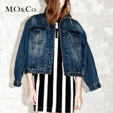 MO&Co.豹头牛仔外套女短款翻领纯棉专柜同款MA153COT15 moco