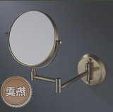 金色青古铜美容镜浴室化妆镜双面伸缩镜子卫生间壁挂放大镜圆形