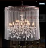 美式复古创意珠帘链条水晶灯北欧别墅咖啡餐厅客厅服装店工程吊灯