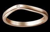正品卡地亚Cartier 18K玫瑰金镶三钻 戒指B4098600 弧形婚戒2MM