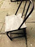 文革老上海工业铁方凳木板换鞋凳靠背凳子怀旧收藏老物件影视道具