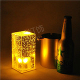 新款水晶LED充电酒吧KTV台灯创意方型发光水晶气泡装饰烛台小夜灯