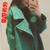 2016新款韩版毛呢外套女中长款显瘦加厚长袖克拉翻领呢子大衣