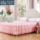 品牌正品韩式公主蕾丝花边床裙单件纯棉床单床罩夏季1.8m床全棉双