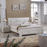 实木家具水曲柳全实木床1.8米双人床 榆木床 白色开放油漆厚重款