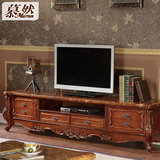 美式电视柜复古实木雕花 高档大理石面储物柜矮柜客厅欧式电视柜