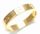 中古代购Cartier卡地亚love窄版无钻戒指18k黄金情侣对戒B4085000