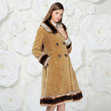 2015冬装新款韩版獭兔毛领皮毛一体皮衣女中长款加厚加绒皮草外套