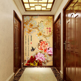 欧素 3d现代中式玄关壁画家和富贵客厅卧室过道走廊墙纸壁纸