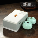 新款茶叶包装礼盒 空 高档 批发纸盒定制 通用陶瓷罐半斤装包邮