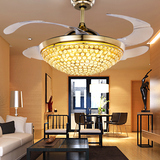 水晶吊扇灯 风扇灯隐形现代家用LED餐厅客厅带灯风扇吊灯遥控
