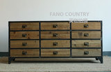 美式乡村复古LOFT工业铁艺柜子斗柜创意12斗收纳柜实木抽屉置物柜