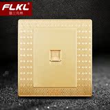 3D格纹金 FLKL86型香槟金电脑插座面板网线插座 网口网络插座面板