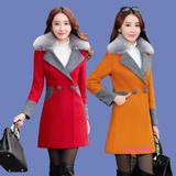 2015冬季新款高档羊绒大衣女修身带毛领韩版羊毛呢外套中长款加厚