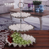 林然 创意三层水果盘餐桌 欧式陶瓷客厅水果盘 现代简约点心盘