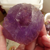 千蕊 天然紫水晶原石把玩 原矿雕刻料毛料 原料手把件 紫黄 实物