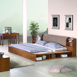 榻榻米全实木床1.8米东南亚双人床1.5米韩式日式软垫靠背橡木婚床