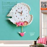 欧式创意可爱天使挂钟客厅静音儿童卧室艺术挂表树脂壁钟时钟表大