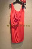 红色连衣裙专柜剪标红色晚礼服断码台湾品牌礼服特价