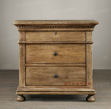 特价欧式美式乡村实木做旧复古床头柜简约储物柜高档实木家具