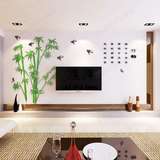 背景墙面装饰贴壁画竹子水晶3D亚克力立体墙贴纸客厅沙发电视影视