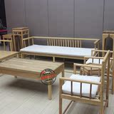 新中式实木沙发组合禅意布艺会所茶楼水曲柳简约小户型客厅家具