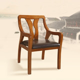 中式全实木电脑椅真皮软垫书椅老板办公椅简约现代休闲椅咖啡围椅
