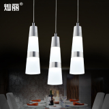 灿丽灯饰三头玻璃棒LED餐吊灯 现代简约风格餐厅灯 创意鱼线吊灯