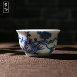 仿古手绘青花瓷陶瓷茶杯 景德镇陶瓷功夫茶具主人单个茶杯包邮