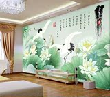 仙鹤客厅会议室墙纸墙布壁纸大型壁画立体3D沙发电视背景墙无纺布