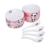 【天猫超市】贝瑟斯BS3026儿童碗餐具陶瓷熊猫创意餐具套装4碗4勺
