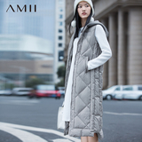 艾米amii女装旗舰店2015冬装新款新品时尚大码长款修身羽绒服马甲