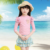 新款韩国儿童泳衣女童中大童防晒长袖裙式分体泳装宝宝游泳衣温泉