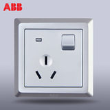 ABB开关插座面板ABB插座/德逸银色 一位/一开16A三孔带灯AE236-S