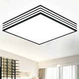 现代简约正方形客厅主卧室灯时尚长方形遥控黑白线条纹LED吸顶灯
