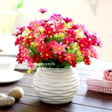 装假花绢花装饰花艺客厅餐桌盆栽摆件整体花卉仿真兰菊花带花瓶套