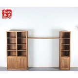 新中式家具 明清仿古禅意组合柜子 简约现代实木宜家书柜书架带门
