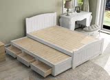 韩式实木床1.5白抽拉床 拖床 推拉床 上下床带储物儿童床 子母床