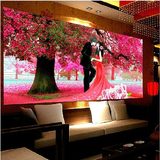 最新款印花十字绣客厅樱花树下的婚礼情侣大幅结婚纱喜庆卧室系列
