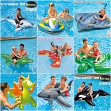 正品INTEX水上动物游泳圈坐骑大海龟蓝鲸鱼座圈玩具儿童成人充气