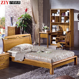 品牌环保中式虎斑木儿童实木床1.2米 原木青少年卧室单人床小孩床