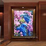 花卉鹦鹉画简约欧式油画壁画纯手绘餐厅有框画客厅装饰画玄关挂画